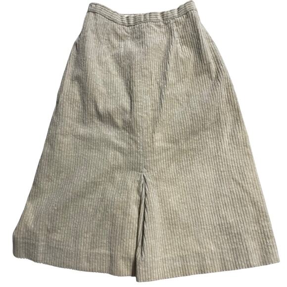 VTG A-line Wide Wale Corduroy Skirt Front Pleat Knee Length Womens Size XS Beige - Picture 1 of 9